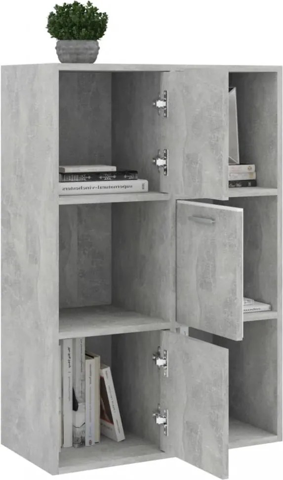betonszürke szerelt fa tárolószekrény 60 x 29,5 x 90 cm
