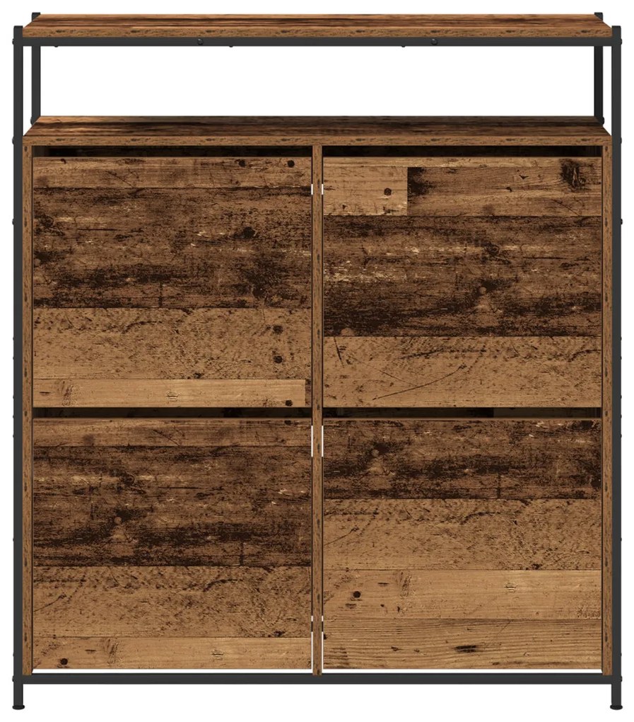 Cipőtartó 4 fiókkal Régi fa 100x34x112 cm