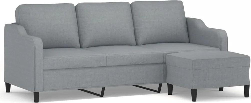 vidaXL 3 személyes világosszürke szövet kanapé lábtartóval 180 cm