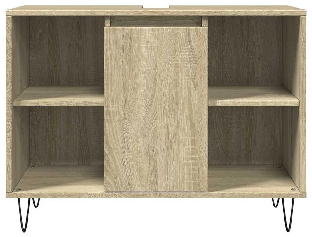 Sonoma tölgy színű szerelt fa mosdószekrény 80 x 33 x 60 cm