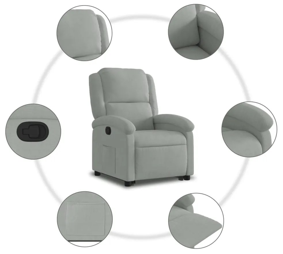világosszürke bársony felállást segítő dönthető fotel