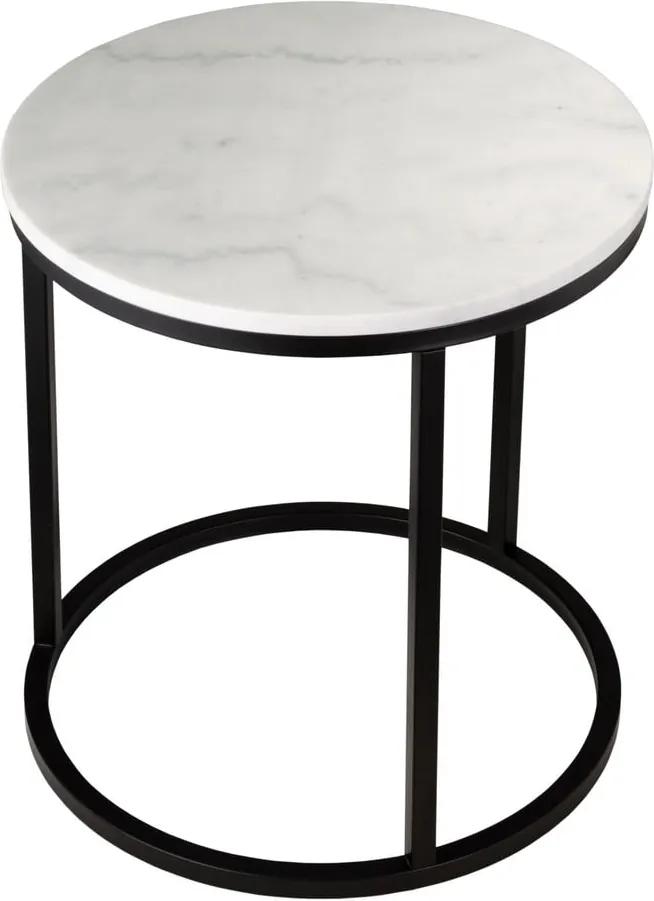 Accent márvány tárolóasztal fekete vázzal, Ø 50 cm - RGE