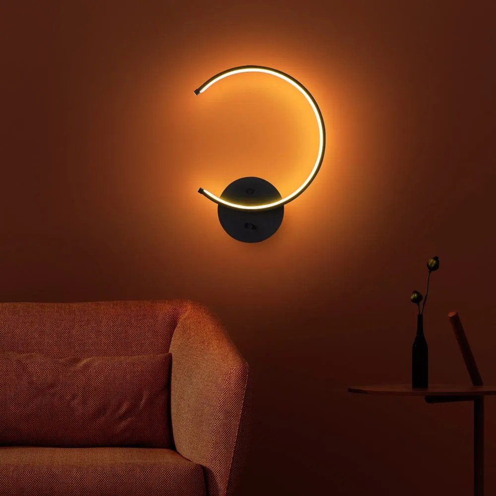 Fekete LED fali lámpa ø 10 cm Moon – Opviq lights