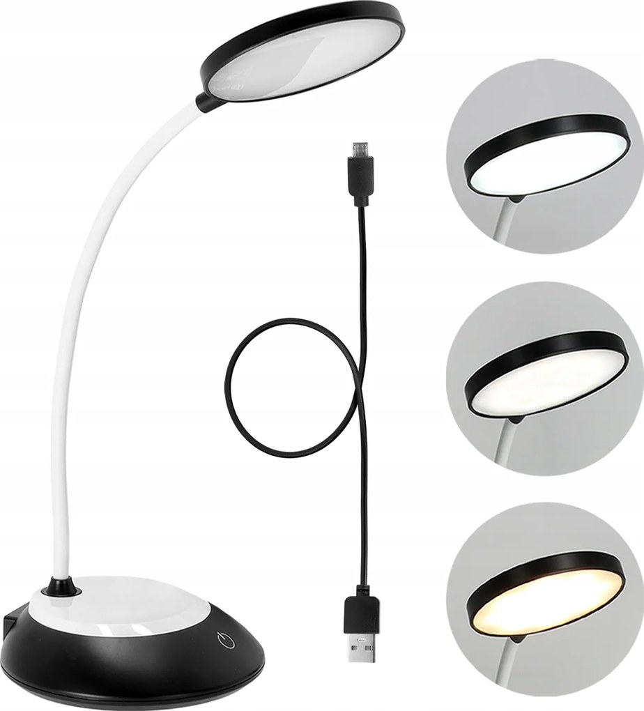 Asztali lámpa 5W Led Fekete Hordozható Usb Állítható Szín Vezeték nélküli