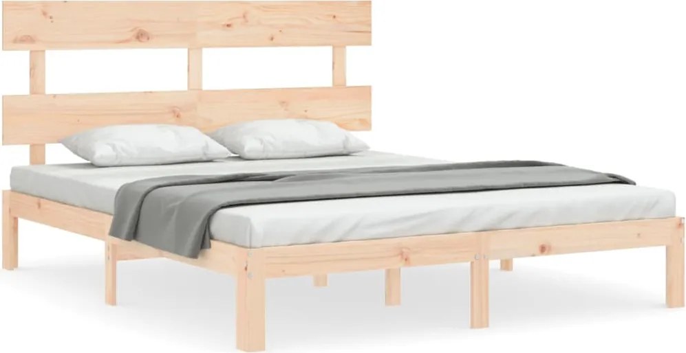 vidaXL tömör fa ágykeret fejtámlával King Size