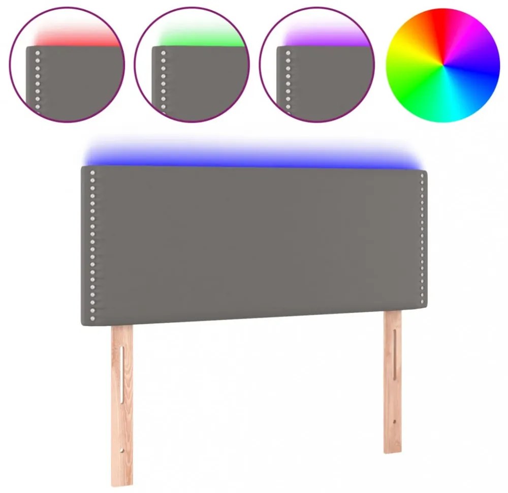 szürke műbőr LED-es fejtámla 100 x 5 x 78/88 cm