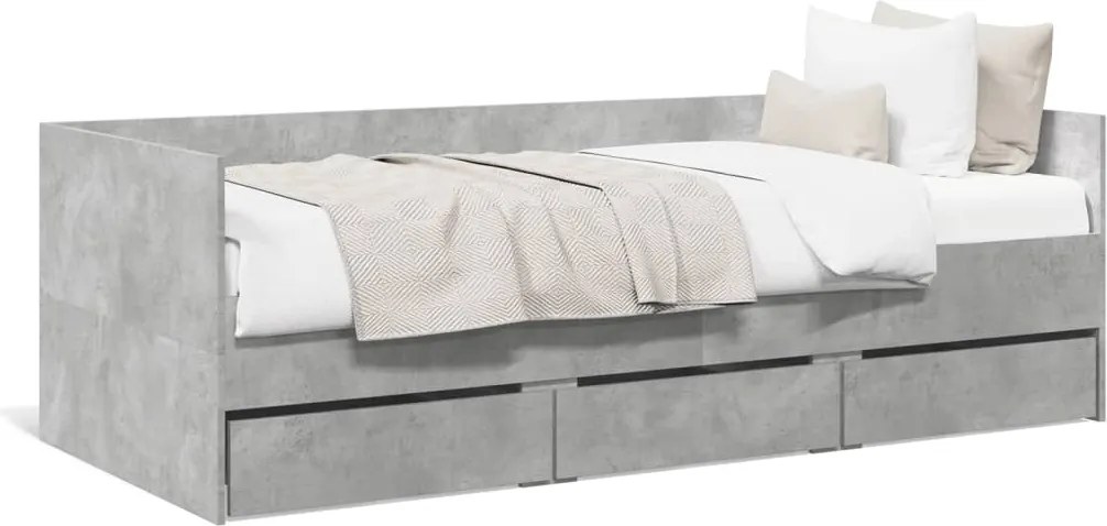 vidaXL betonszürke kanapéágy fiókkal matrac nélkül 90x190 cm