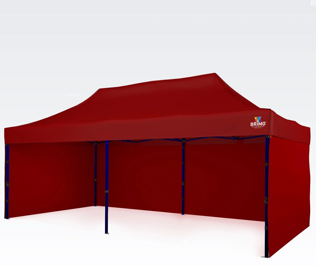 6x3 m sátor összecsukható – összecsukható, 3 fallal - plusz 3 oldalfal - Piros