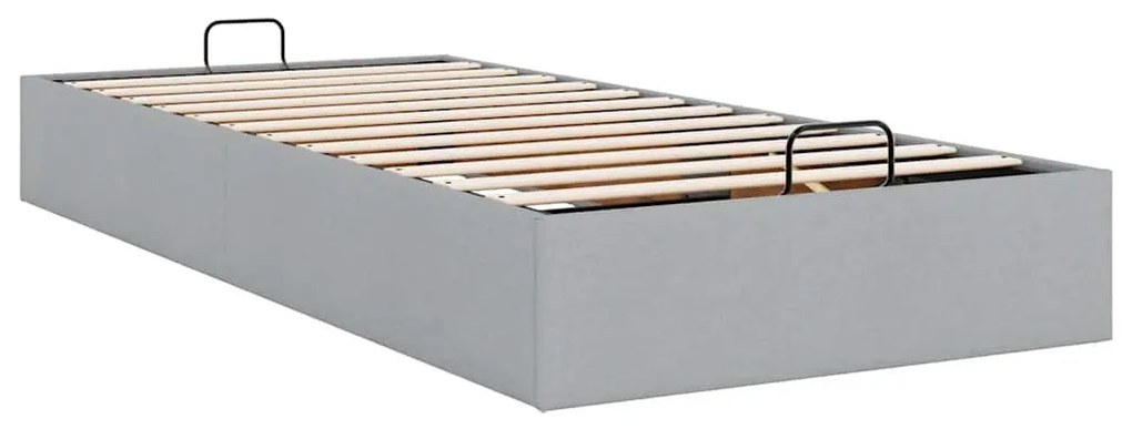 Ottomán világosszürke szövet ágykeret matrac nélkül 90x200 cm