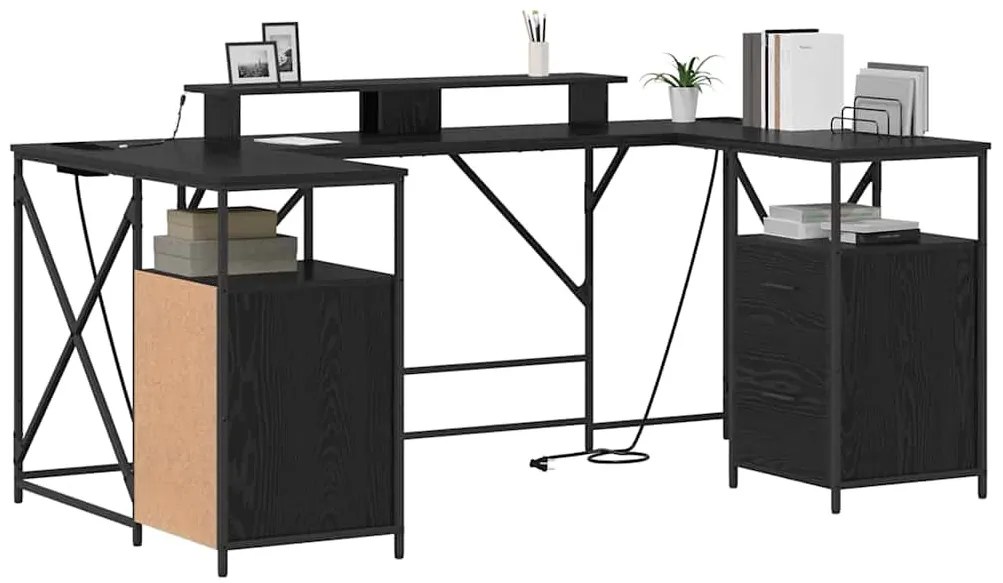Asztal fiókkal Musta tammi 182 x 101 x 87.5 cm Faanyag