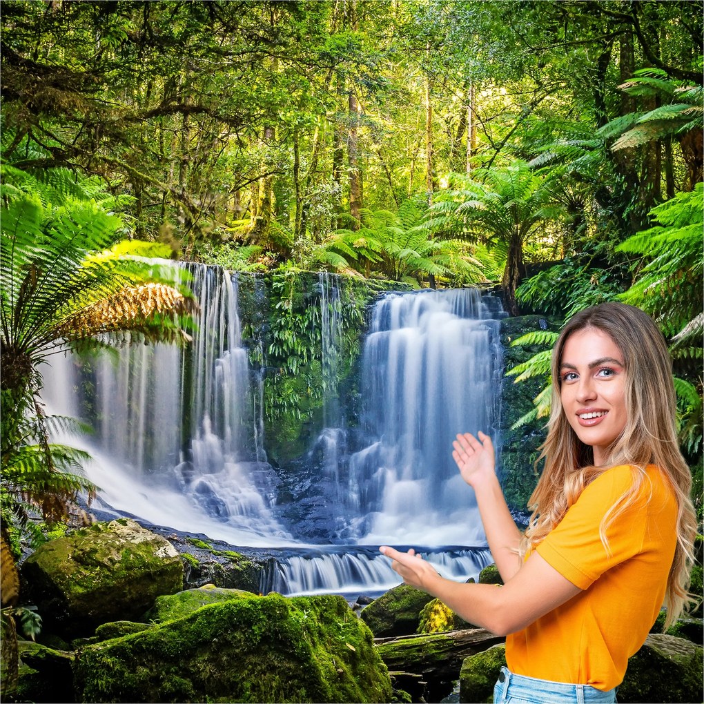 3D fotótapéta Nappali Hálószoba Vízesés Erdő Természet Tájkép 294x260 WLNK08F