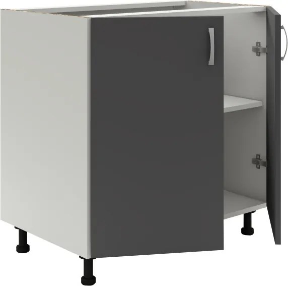 Benita 2 ajtós Alsó konyhaszekrény Antracit-Fehér 80x50x80 cm