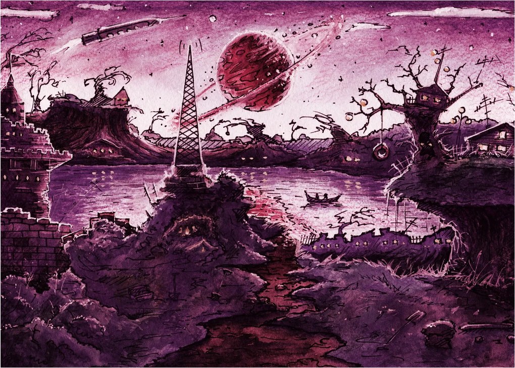 Kép - Elvarázsolt falu (üvegen) (70x50 cm)