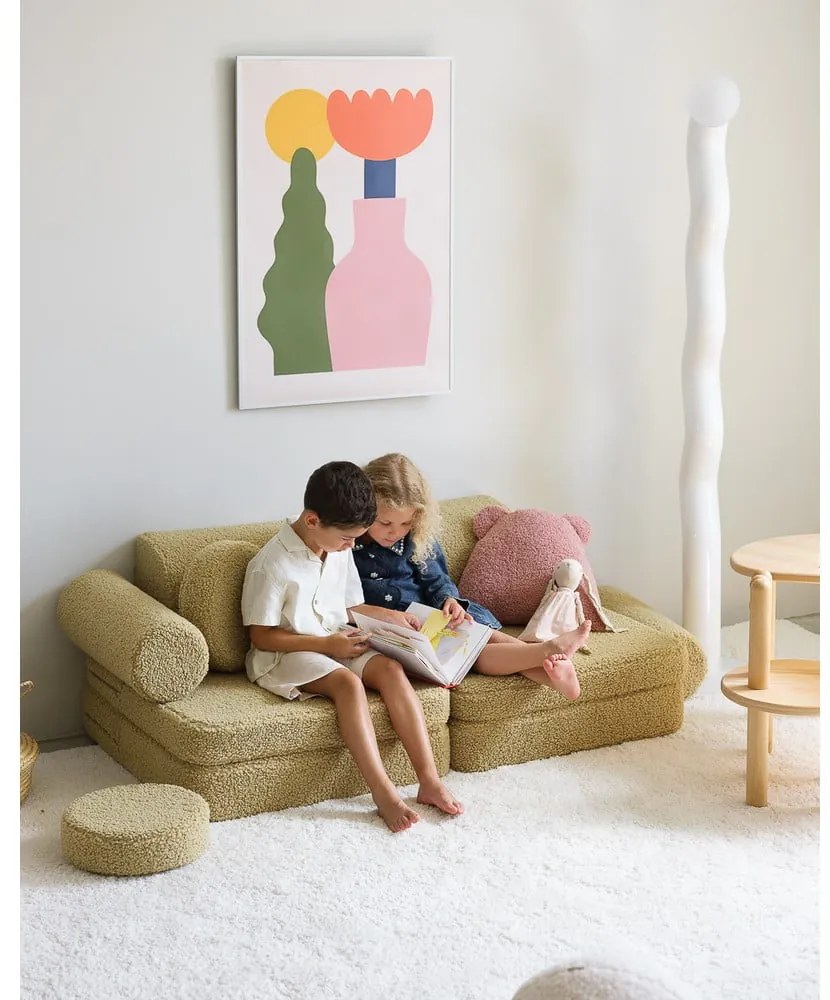 Zöld buklé gyerek kanapé 132 cm Settee – Wigiwama