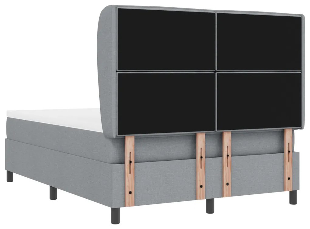 Boxspring Ágy Matrac Alkalmas Világosszürke 140x200 cm Szövet