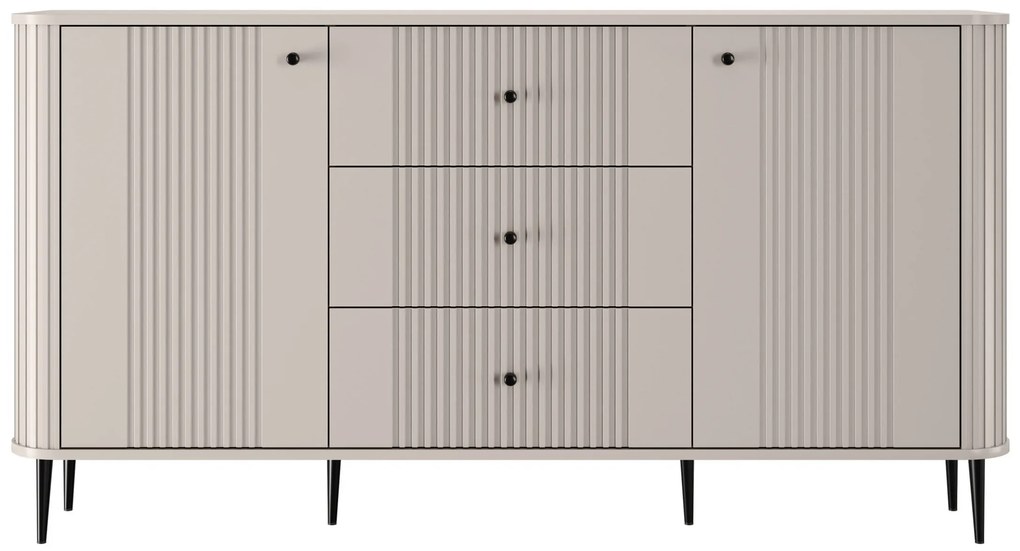 Vesper komód 160 cm fiókokkal lábakon - kasmír / fekete lábak