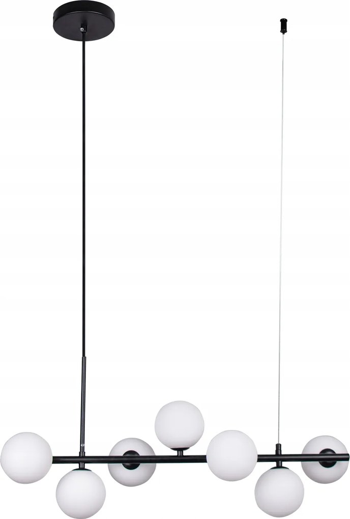 Mennyezeti Lámpa Függő Csillár Étkező Nappali Fekete 7 Üveggömb