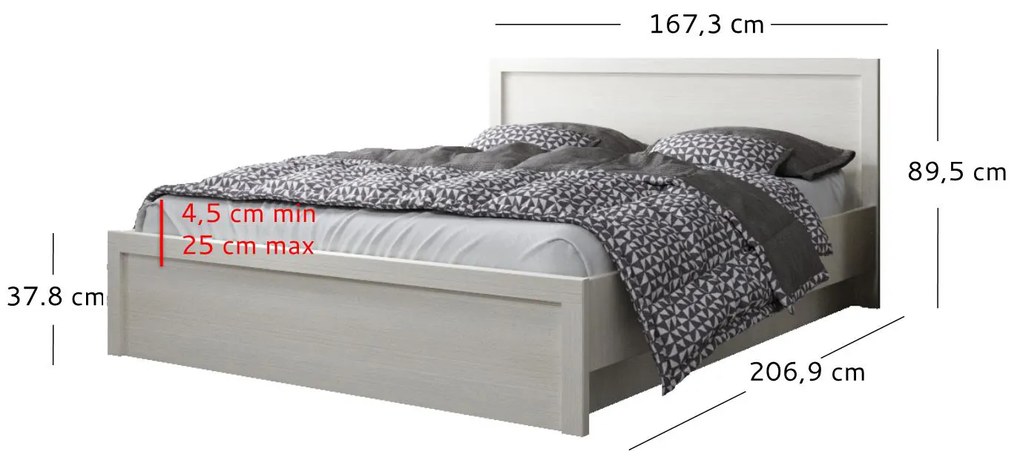 Franciaágy 160 cm Jolene (fehér) (ágyráccsal). 1052985
