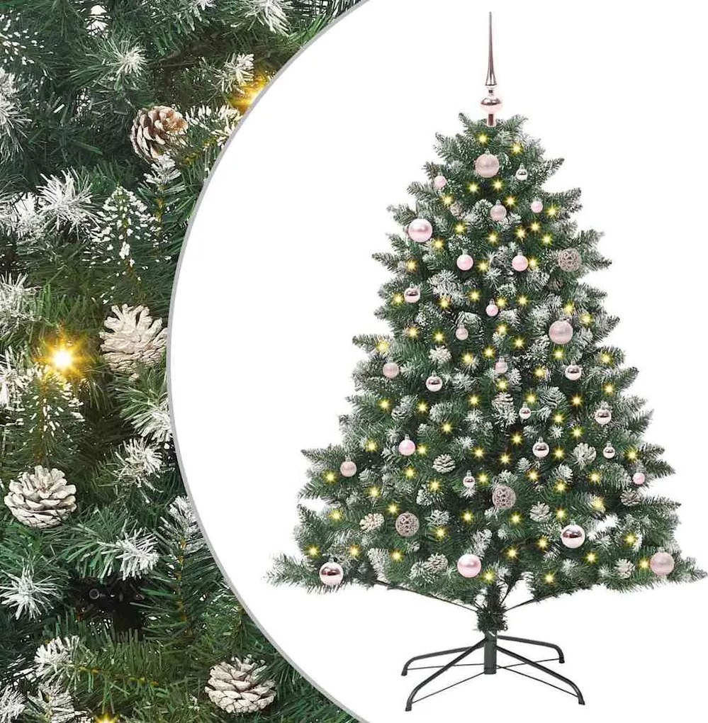 vidaXL Mű karácsonyfa 150 LED-del Zöld 150 cm PVC és Műanyag és Acél
