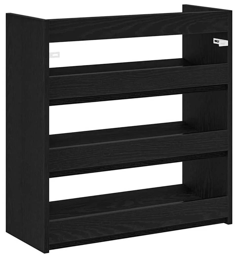 fekete szerelt fa cipőtároló szekrény 60x25x62 cm