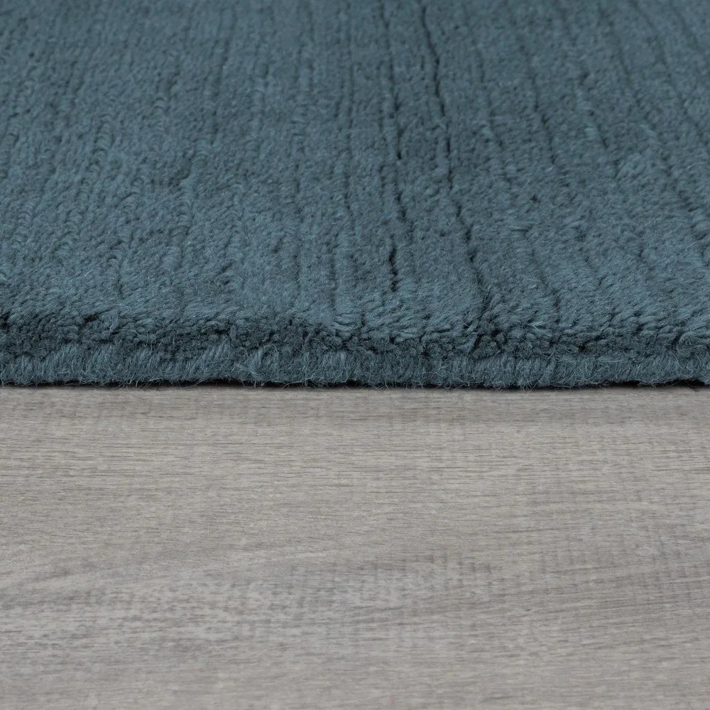 Kék kézi szövésű gyapjú szőnyeg 200x290 cm Textured Wool Border – Flair Rugs