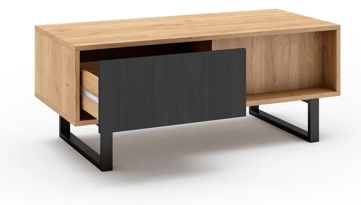 Natúr színű dohányzóasztal tölgyfa dekorral 55x110 cm Madona – Marckeric