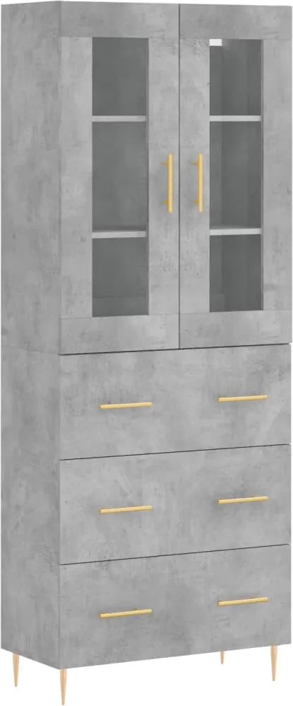vidaXL betonszürke szerelt fa magasszekrény 69,5 x 34 x 180 cm