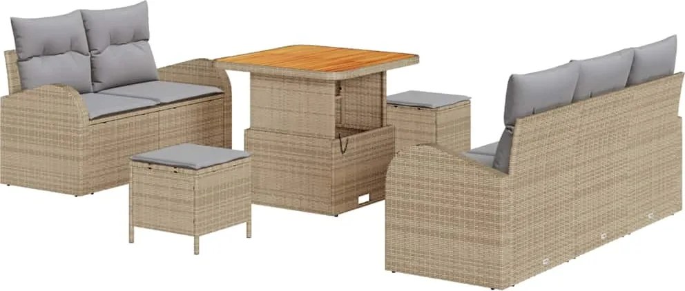 vidaXL Kerti Kanapé Szett párnával 8 pcs Beige és Világosszürke