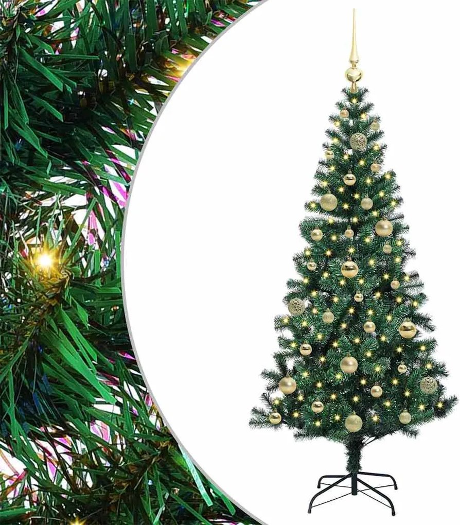 vidaXL Mesterséges, előre világított karácsonyi fa Zöld 150 cm