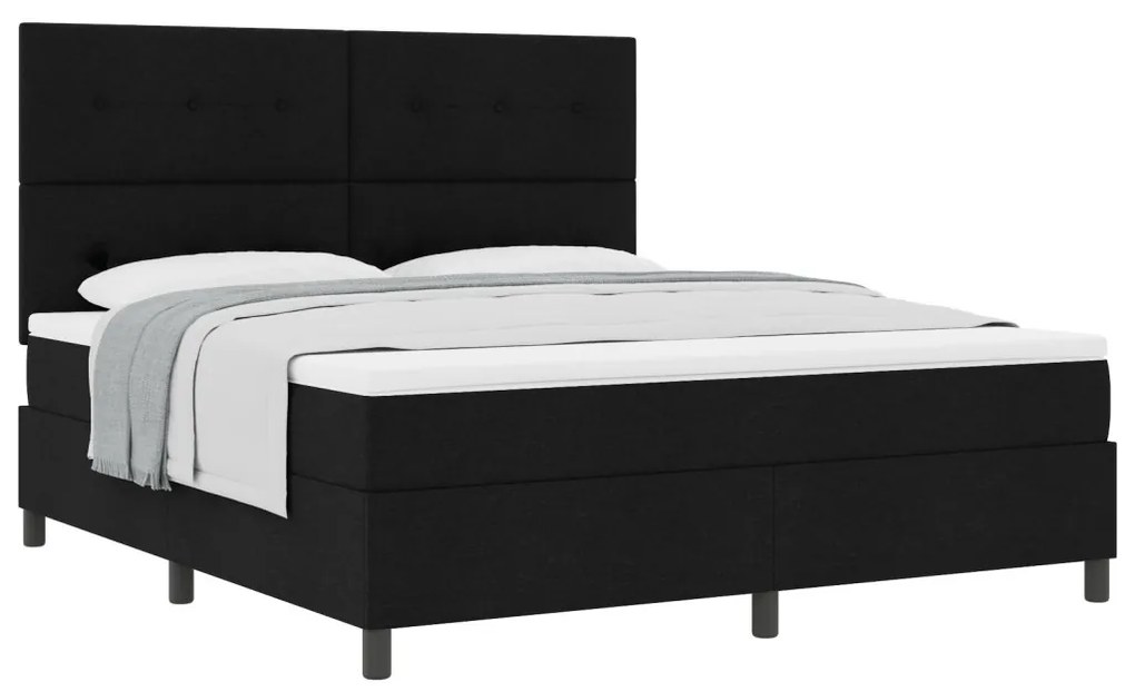Boxspring ágy matraccal fekete szuper king szövet