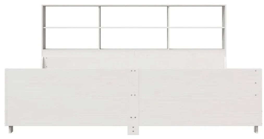 fehér tömör fa könyvespolcos ágy matrac nélkül 200 x 200 cm