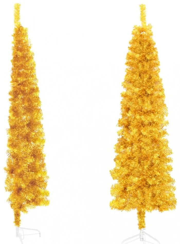 arany vékony fél műkarácsonyfa állvánnyal 120 cm