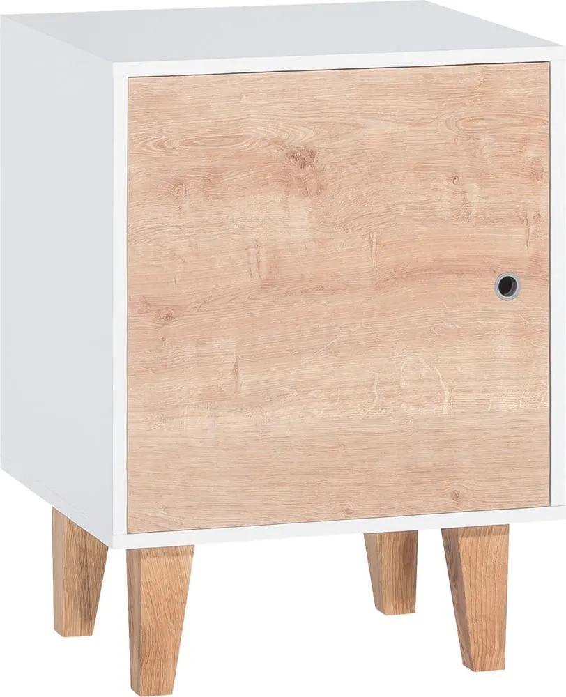 Concept fehér szekrény, fa ajtóval - Vox
