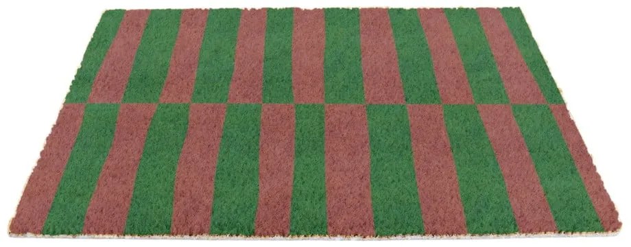 Kókuszrost lábtörlő 40x60 cm Pink &amp; Green Half Stripes – Artsy Doormats