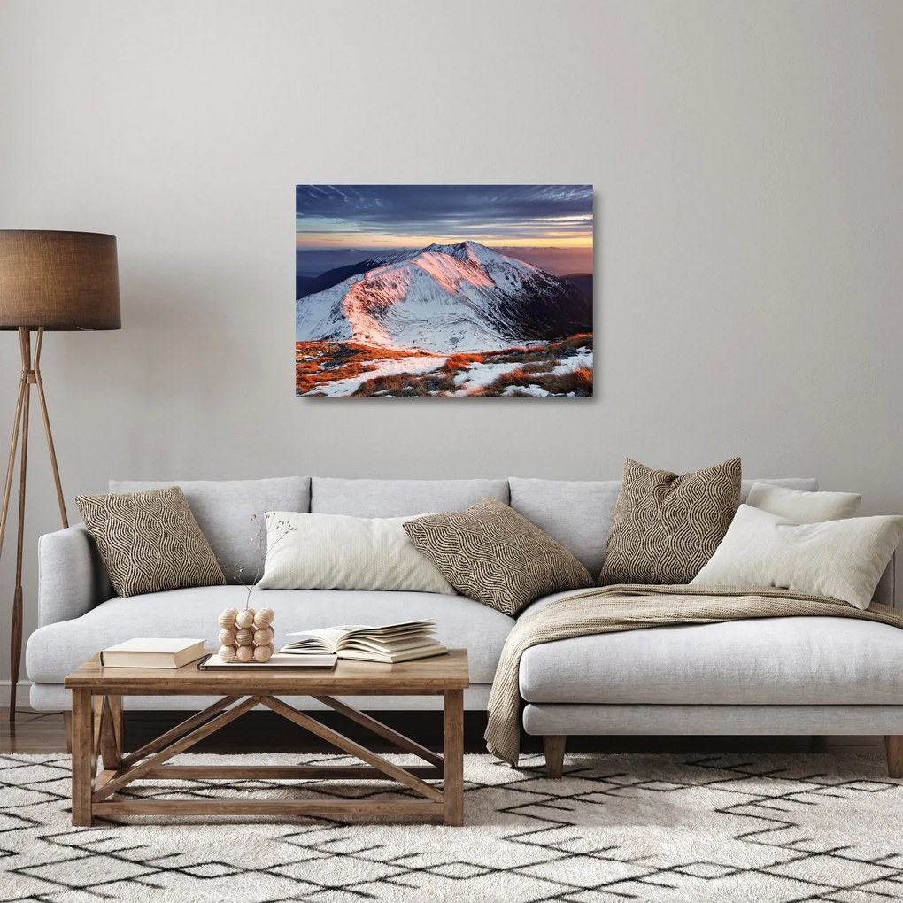 Üveg kép - Téli hegyi panoráma II. (70x50 cm)