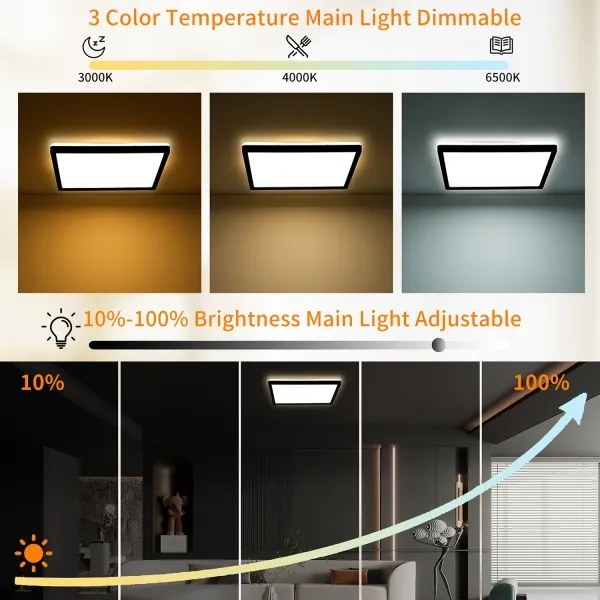 Brilagi - Dimmelhető LED világítótest ULTRA SLIM LED/18W/230V 30x30 cm fekete + távirányító