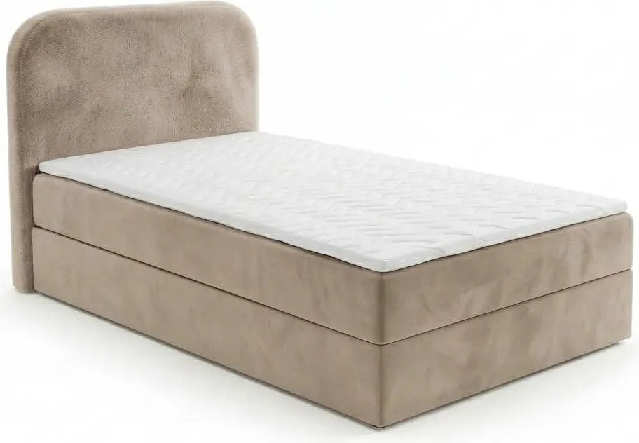 Kárpitozott boxspring ágy FORENA 90x200 cm bézs Matrac: Bonell rugós matrac