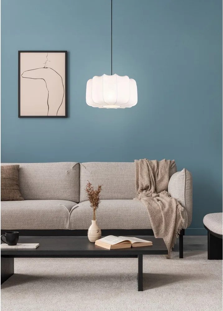 Fehér fém függőlámpa textil búrával ø 40 cm Madleine – Reality