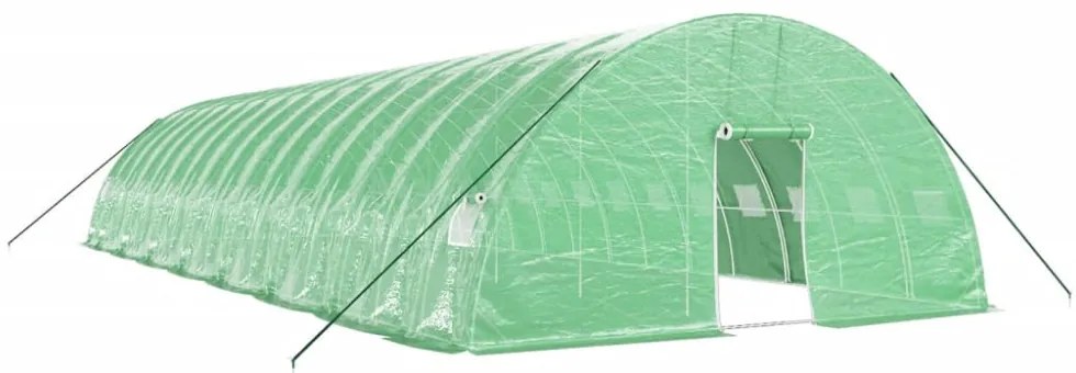 zöld acélvázas melegház 96 m² 16 x 6 x 2,85 m