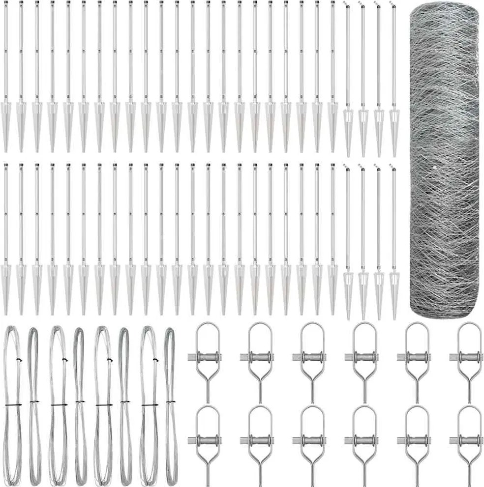 vidaXL Kerítésoszlop Ezüst 100 x 0,4 m (36 mm háló) Acél