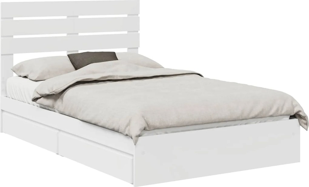 vidaXL Tárolós Ágy fejtámlával fiókkal Fehér 120 x 190 cm Faanyag