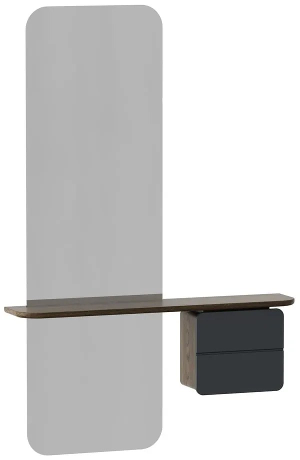 Antracitszürke-barna előszoba bútor tölgyfa dekorral One More Look – UMAGE