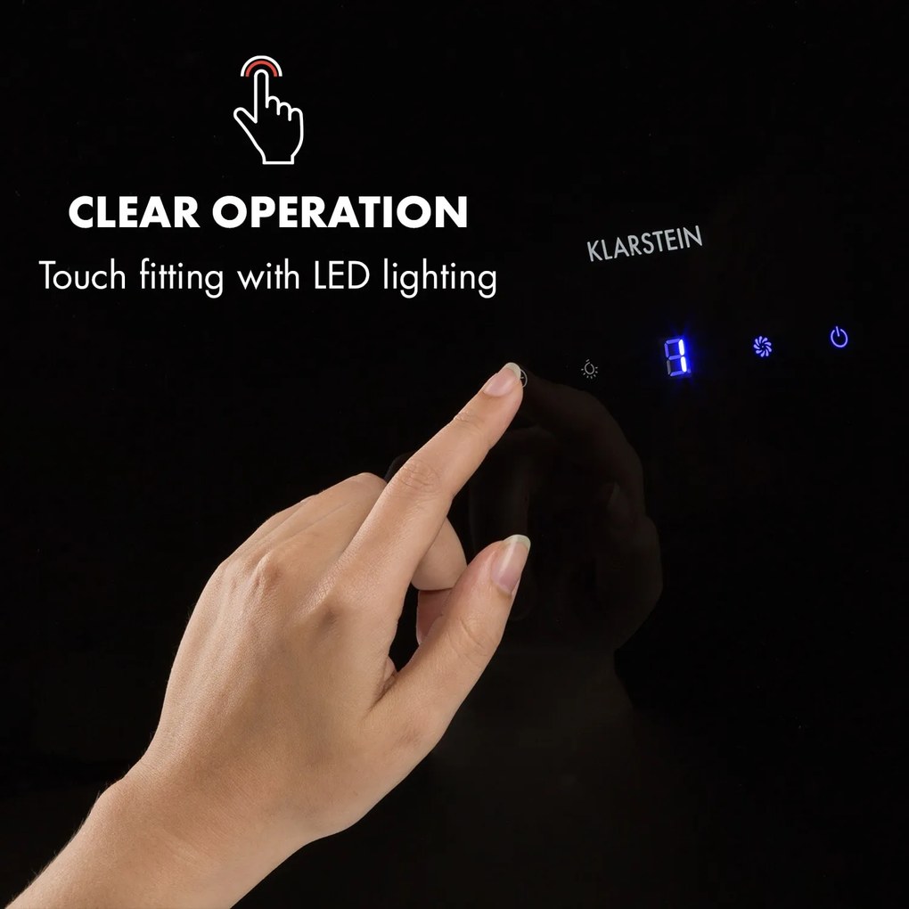 Klarstein Annabelle 90, páraelszívó, üveg, 595 m³/ó, érintőképernyős, fekete