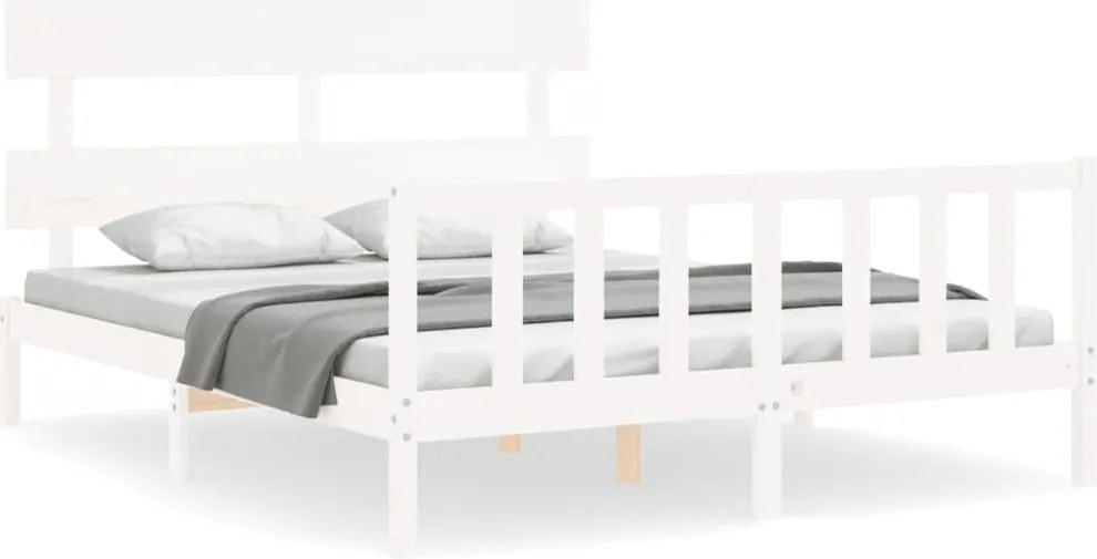vidaXL fehér tömör fenyőfa ágy matrac nélkül 160 x 200 cm
