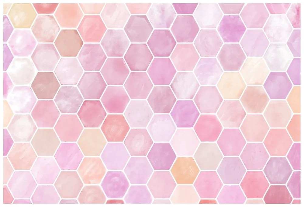 Tapéta rózsaszín hatszögletű minta