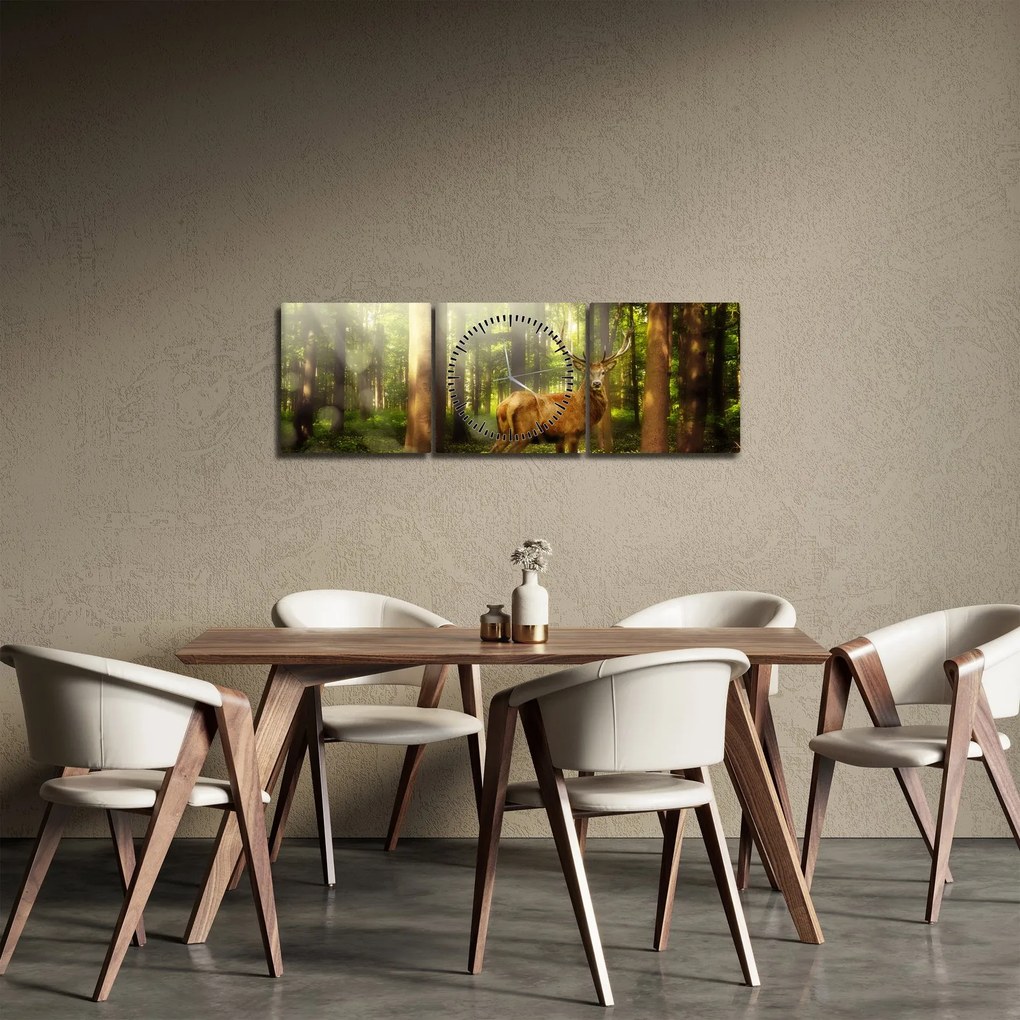Kép egy szarvas az erdőben (órával) (90x30 cm)