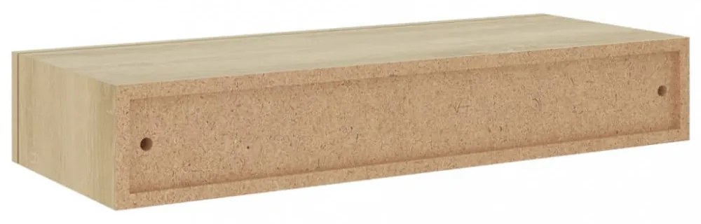 2 db tölgyszínű MDF falra szerelhető fiókos polc 60x23,5x10 cm