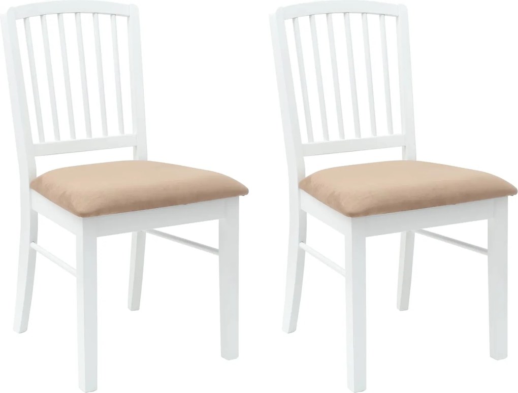 vidaXL Étkező Székek 2 pcs Fehér 50 x 52,5 x 91 cm Tömör Gumi Fa