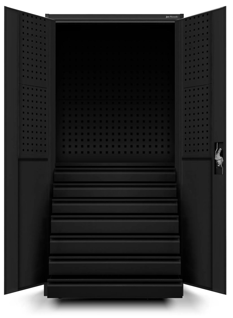 Műhelyszekrény DAREK, 920 x 1850 x 500 mm, All Black: fekete