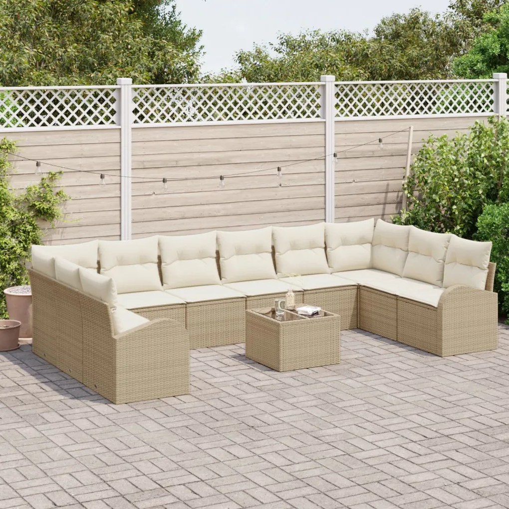 Kerti Kanapé Szett párnával tárolóval 11 pcs Beige és krém
